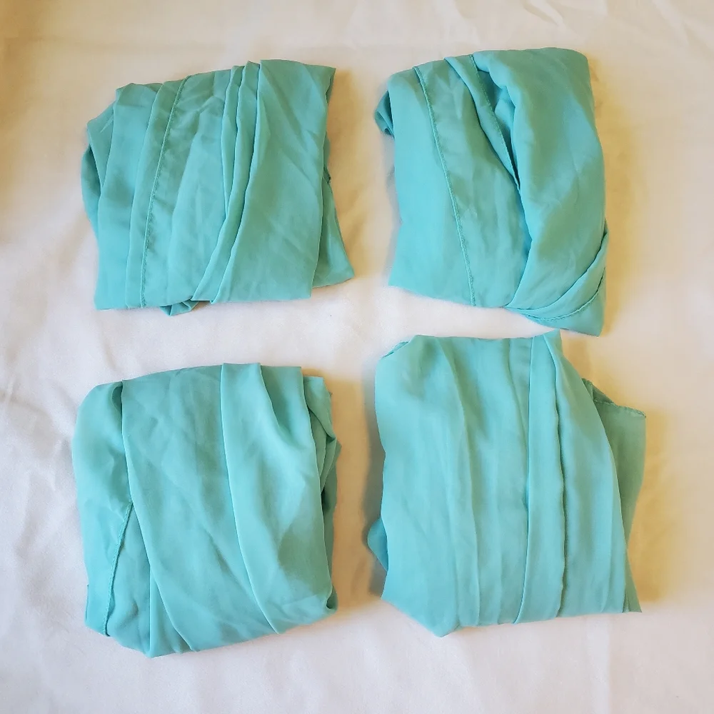 Set of Four Turquoise Chiffon Table Runners